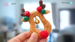 How to Crochet Reindeer Ornament with Golden Bell