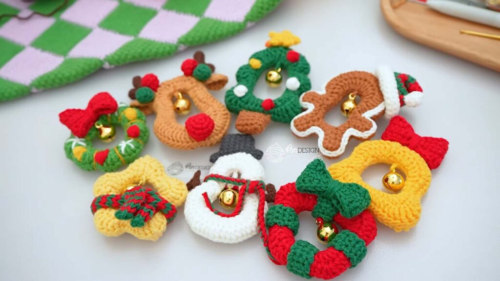 set of christmas ornaments