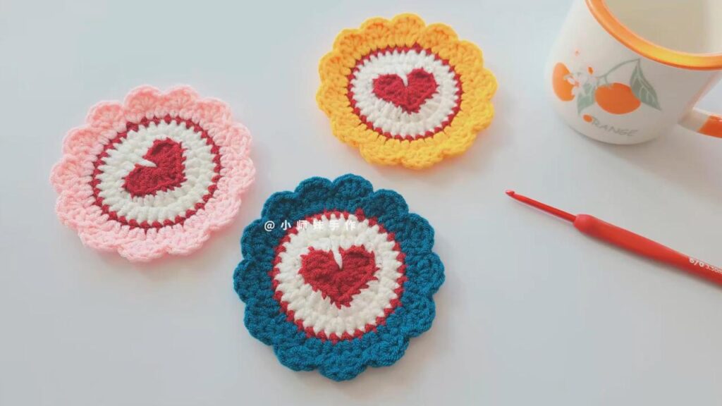 Crochet Heart Coaster