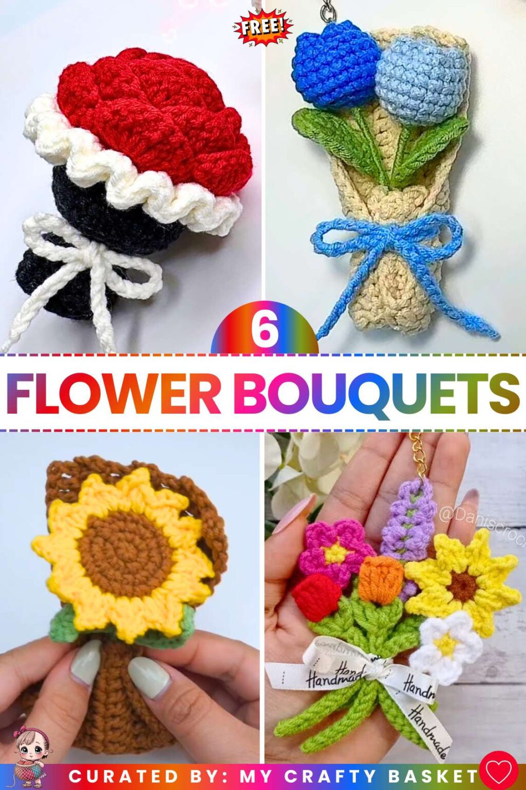 12 Free Crochet Mini Flower Bouquet Tutorials for Gifting – My Crafty ...