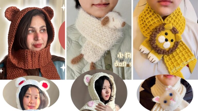 crochet animal winter scarves