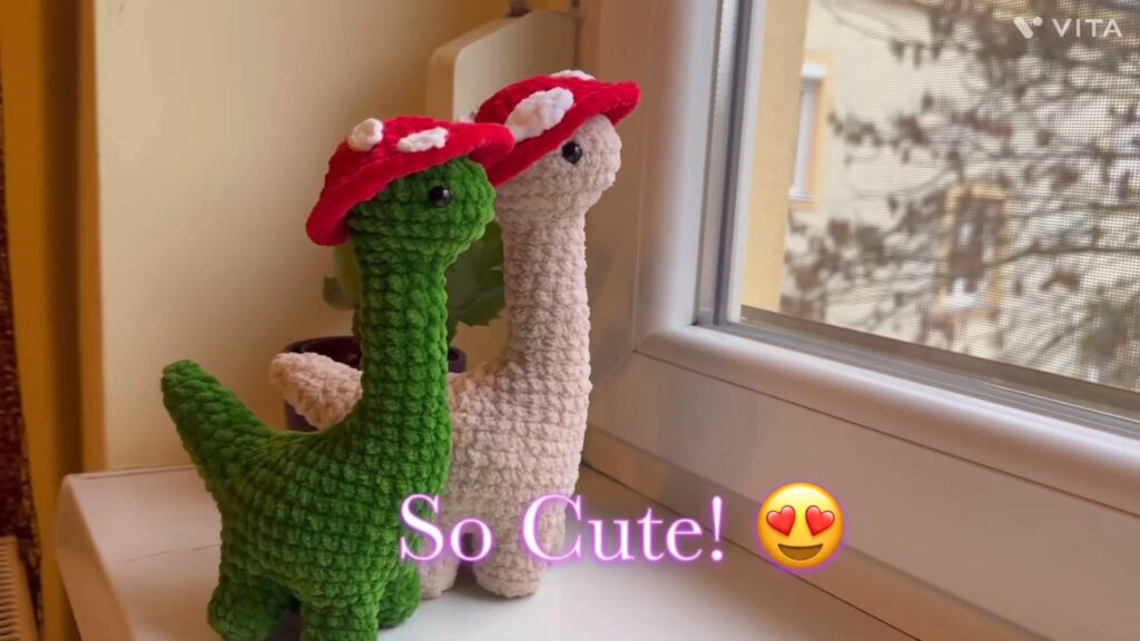 crochet cute mushroom dinosaur plushie