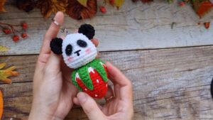 Free Crochet Strawberry Bear Keychain Pattern for Spring