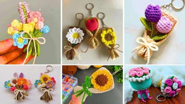 18 Free Crochet Mini Flower Bouquet Tutorials for Spring