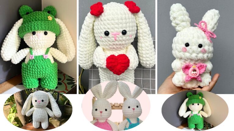 5 Free Crochet Big Bunny Plushie Tutorials for Kids