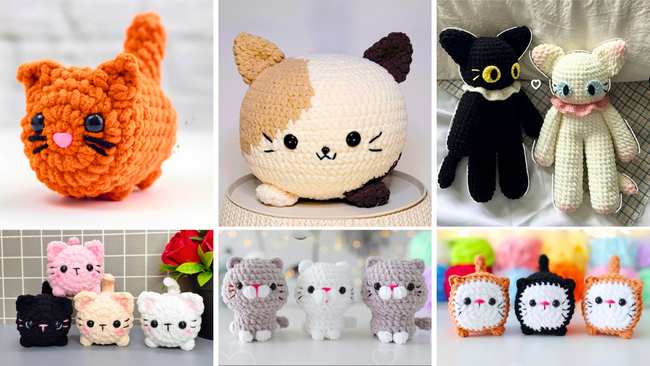 13 Free Crochet Mini Cat Plushies for Kids