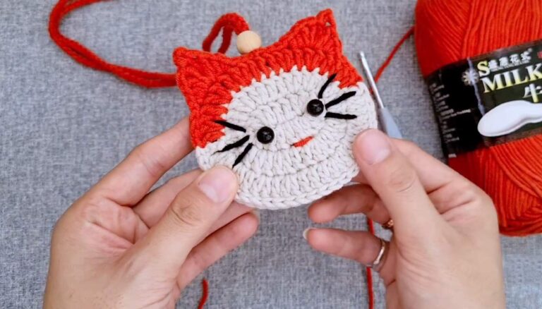 Crochet Cat Face Pouch Bag Pattern Free