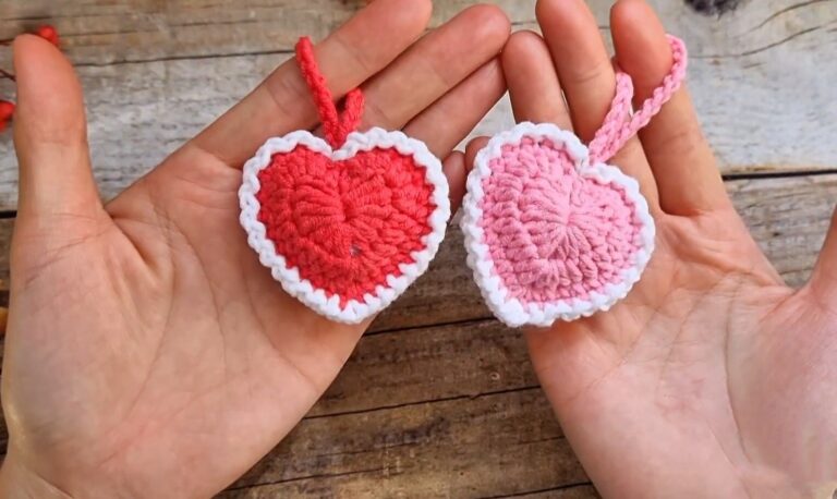 Crochet Heart Keychain & Bag Charm Pattern Free