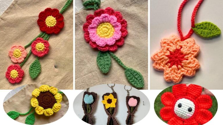 8 Free Crochet Flower Bag Charms for Spring