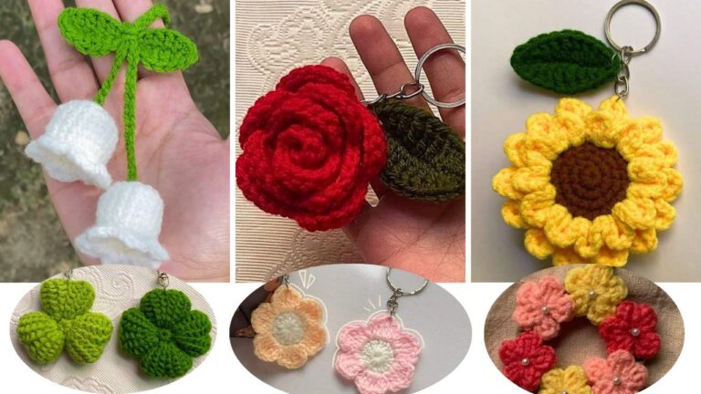 8 Free Crochet Flower and Leaf Keychain Patterns for Spring