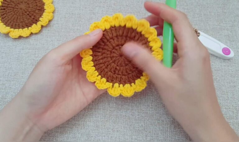 Crochet Sunflower Coaster Pattern Free