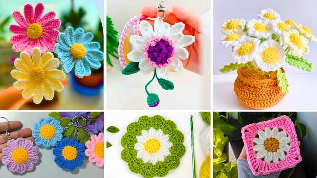 20 Free Crochet Daisy Keychain Tutorials for Spring