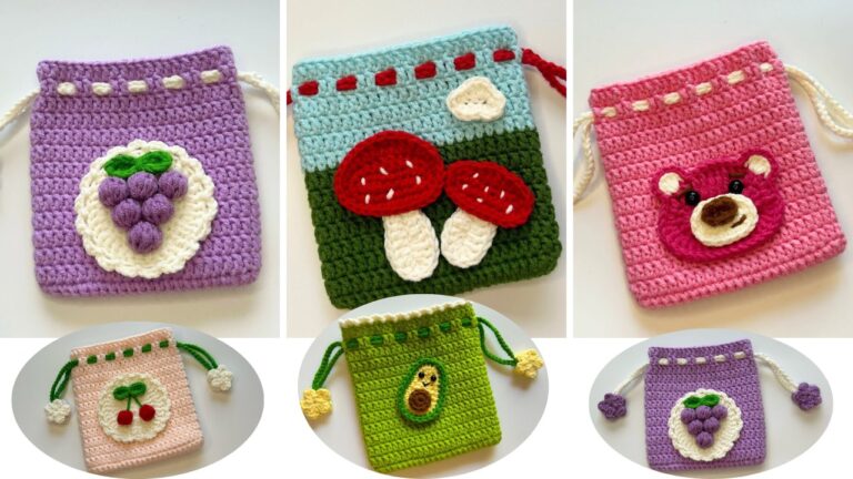 7 Free Crochet Applique Pouch Bag Patterns for Gifting