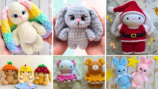 11 Free Crochet Bunny Plushie Dolls for Kids