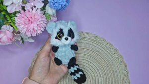 crochet racoon keychain