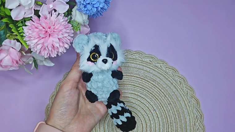 crochet racoon keychain