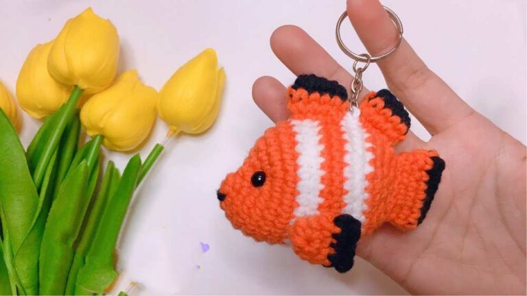 Free Crochet Clawn Nemo Fish Keychain Pattern