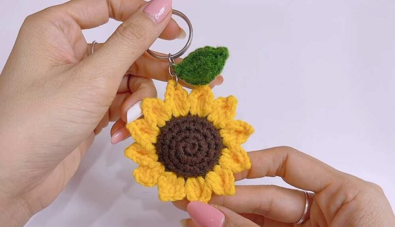 Crochet Sunflower Keychain Pattern For Summer