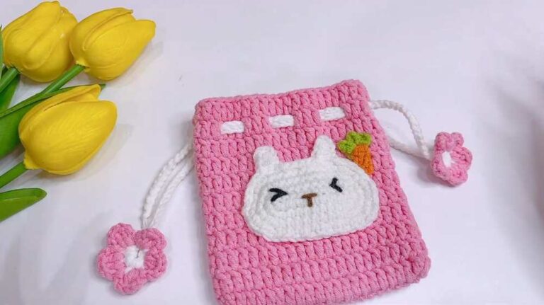 Free Crochet Rabbit Pouch Bag Pattern for Kids