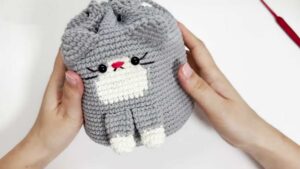 Crochet Meow Meow Drawstring Bag Pattern