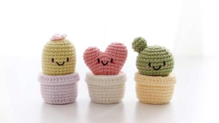 Crochet Mini Cactus Basket Pattern For Summer Decor