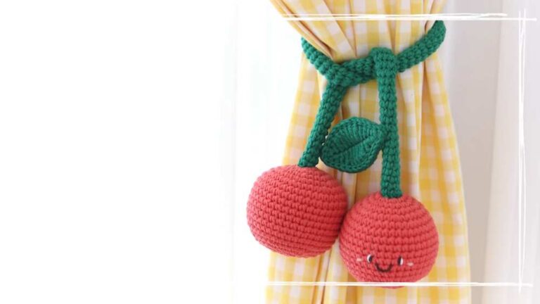 Crochet Cherry Curtain Tie Pattern For Home Decorations