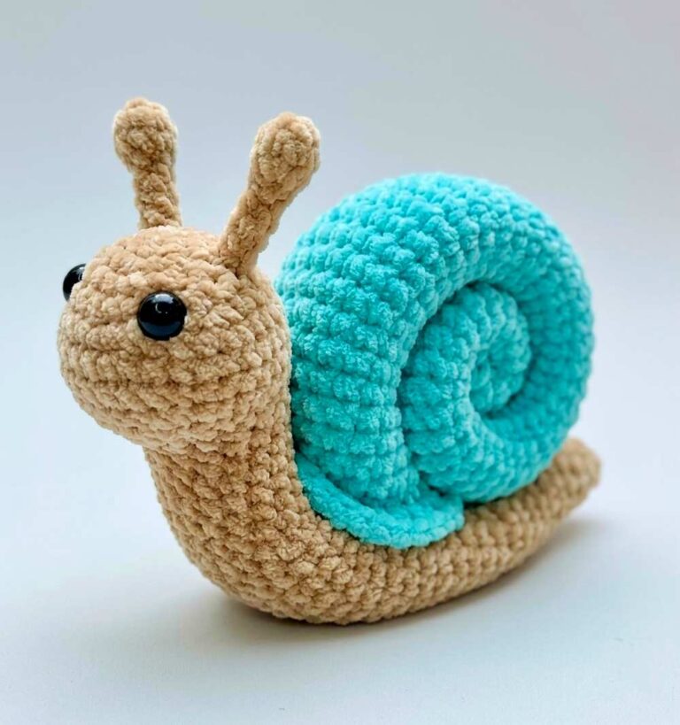 Crochet Snail Plush Toy With Bendable Body
