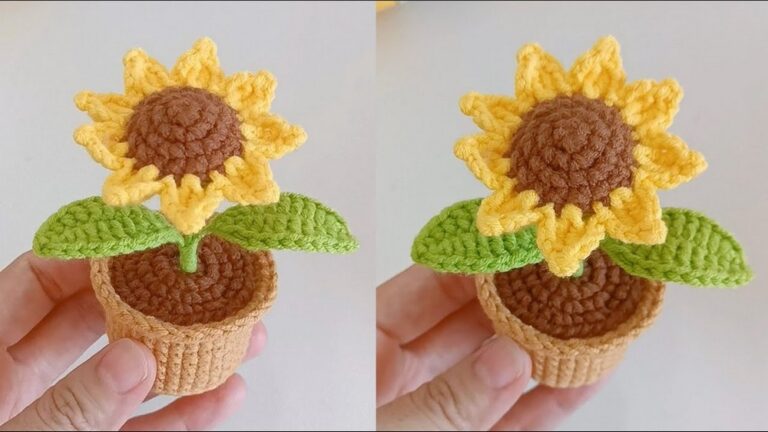 Crochet Small Sunflower Pot Amigurumi Pattern
