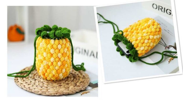 Crochet Pineapple Drawstring Pouch Patterns