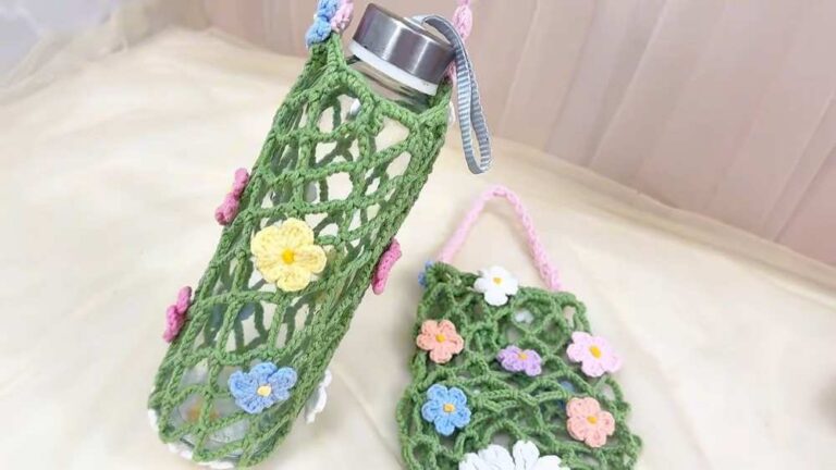 Crochet Daisy Water Bottle Holder Pattern For Summer