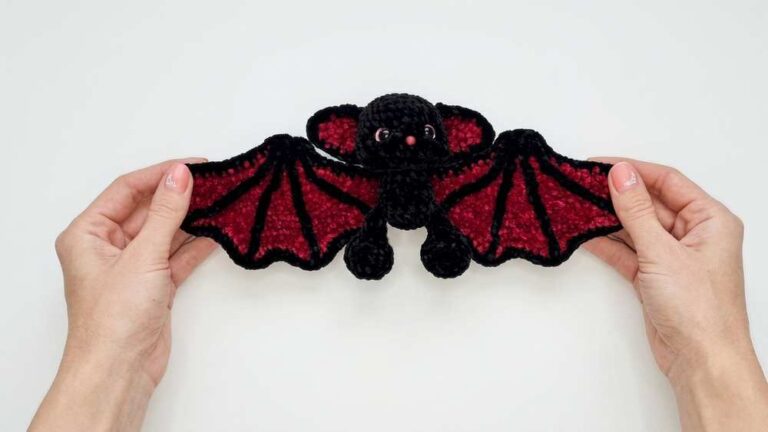 Free Crochet Flying Baby Bat Plushie Pattern for Halloween