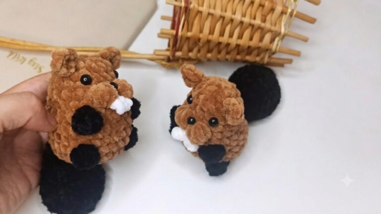 Tanka: Free Crochet Low-Sew Beaver Plushie Pattern for Fall