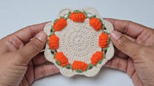 How to Crochet Pumpkin Stitch Coaster for Fall & Halloween