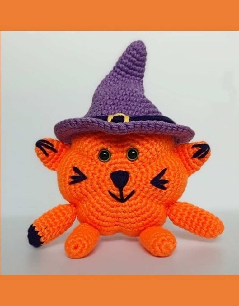 ToysIryna – Crochet Pumpkin Cat in a Witch Hat Amigurumi
