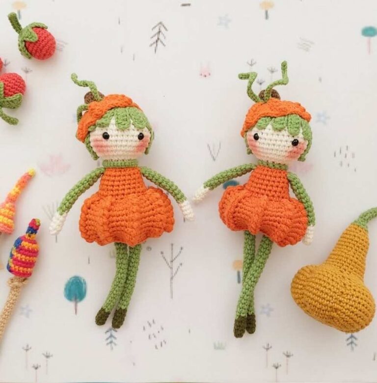 ToysIryna: Crochet Pumpkin Girl Doll Amigurumi Pattern for Fall & Halloween