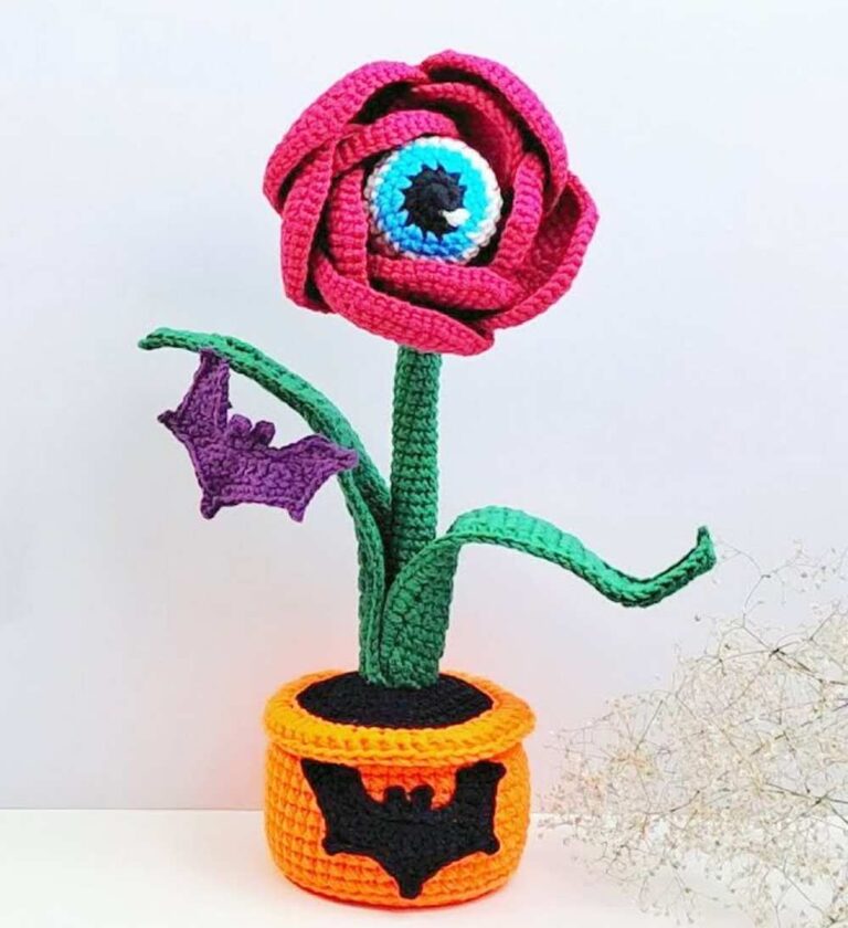 HandMade-top: Free Crochet Halloween Potted Eyeball Flower Decoration Pattern