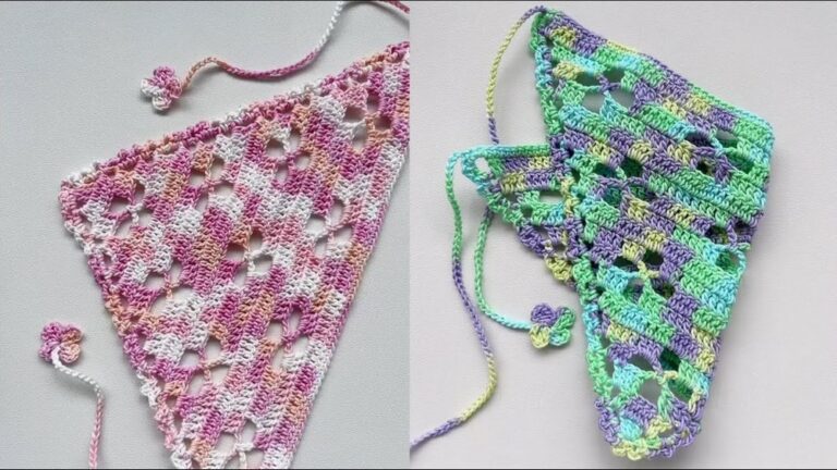 Crochet Floral Triangular Headscarf Pattern For Summer