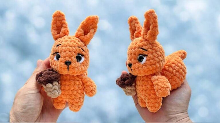 Love-Knitting: Crochet Low-Sew Kawaii Squirrel Plushie with Acorn Bag for Fall