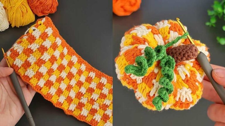 How to Crochet Checkered Pumpkin Amigurumi for Fall