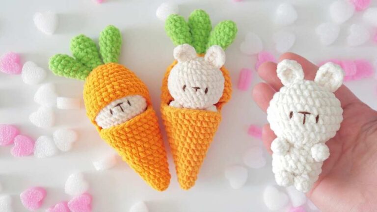 KumoAmu: How to Crochet Bunny in a Carrot Plushie Tutorial for Fall