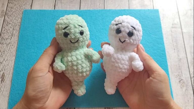 Crochet No-Sew Baby Ghost Plushie Pattern for Halloween
