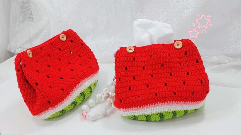 Puksanow: How to Crochet ELEGANT 2-in-1 Watermelon Buttoned Pouch for Summer