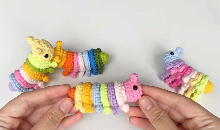 Free Crochet Rainbow Caterpillar Toy Pattern for Kids