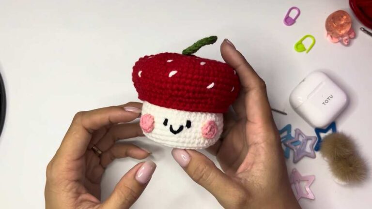 Crochet 2-in-1 Smiling Mushroom Amigurumi & Basket for Fall