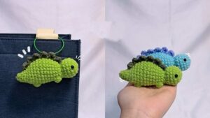 How to Crochet Mini Stegosaurus Amigurumi Keychain