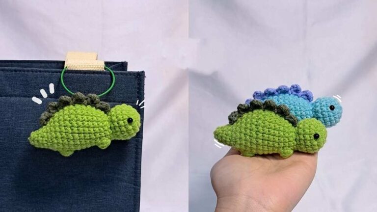 How to Crochet Mini Stegosaurus Amigurumi Keychain