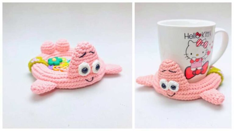 Free Crochet Funny Flipping Over Patrick Coaster Tutorial