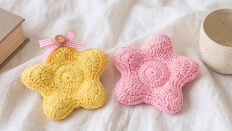 Free Crochet A No-Sew Cushiony Star Coaster Tutorial
