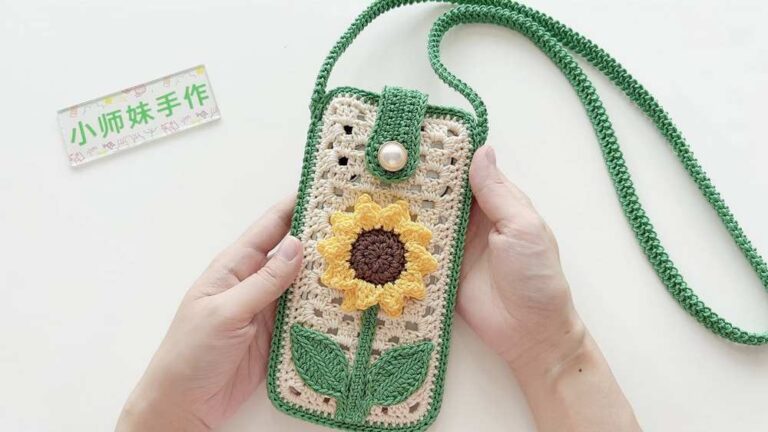 How to Crochet Granny Stitch Phone Bag with Sunflower