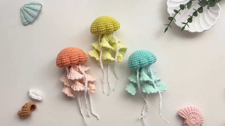 Crochet Frilly Fall Decoration Jellyfish Amigurumi Hangings